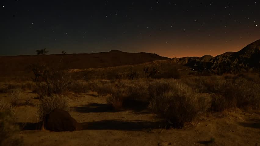 Astrophotography Time Lapse Moonshadow across Desert Horizon Pan