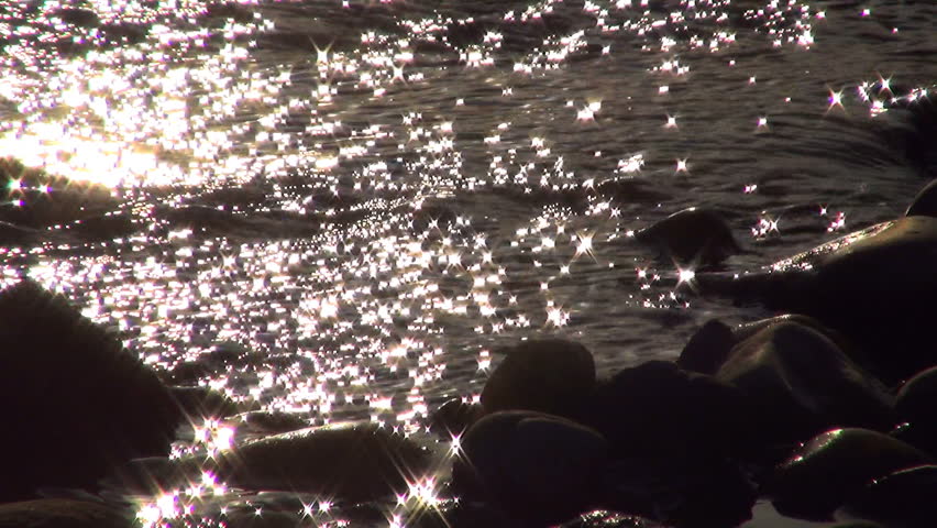 Sunlight Reflection in River, Star Reflections on Stream, Running Water, Sunset