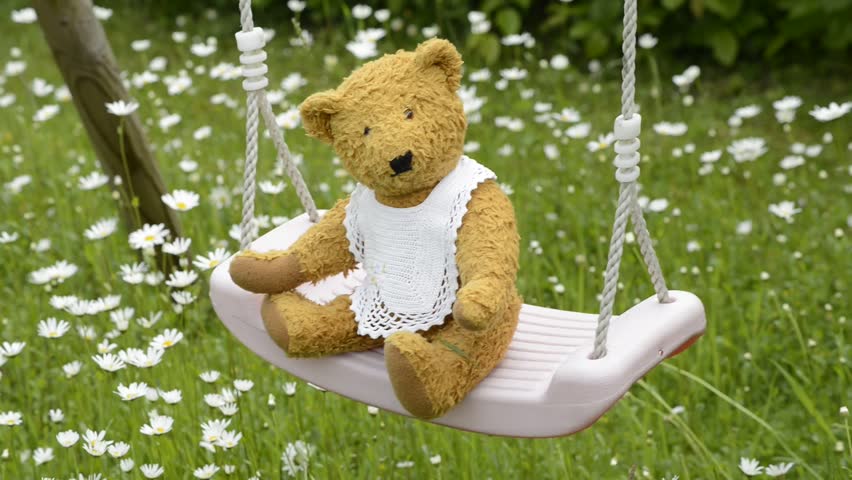 swinging teddy bear