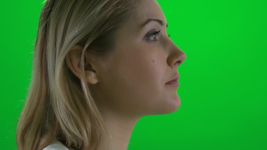 profile portrait of women green screen