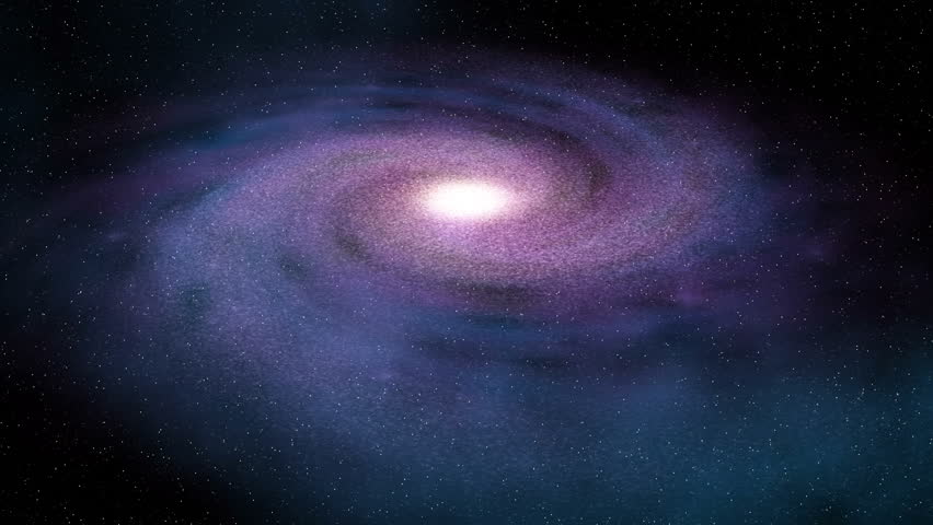 Blue/purple Spiral Galaxy in deep space.  Seamless loop.