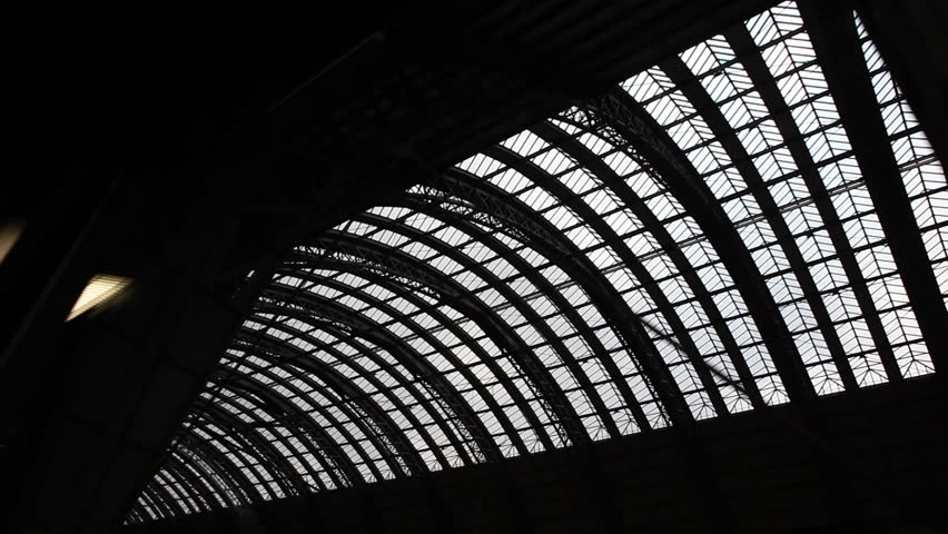 View from train window while disembarking from station / HD1080 / 30fps 