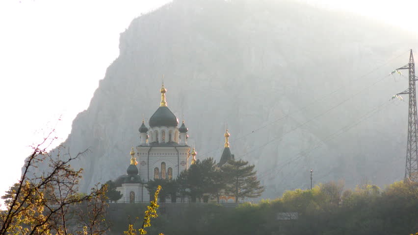 temple of Christ Revival. Foros, Crimea, Ukraine.  time lapse. 