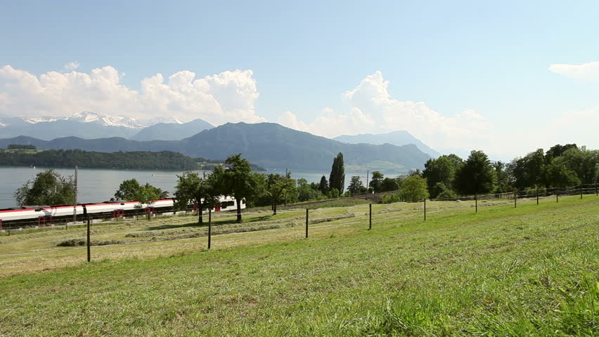 Central Switzerland - Lake Lucerne with Mount Rigi (HD Pan)