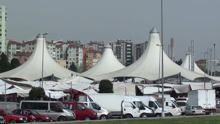 PENDIK, ISTANBUL, TURKEY â April 2013: View on the public market place, zoom out