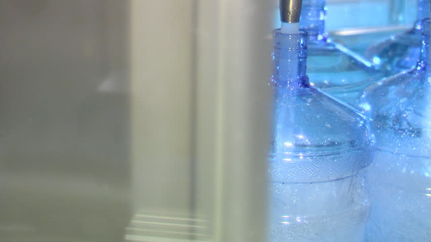 Production line in the bottled water factory.