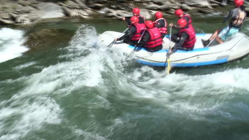 Rafting on the Noguera Pallaresa - Pyrenees in Spain. Tripod. 1080i, not rendered.