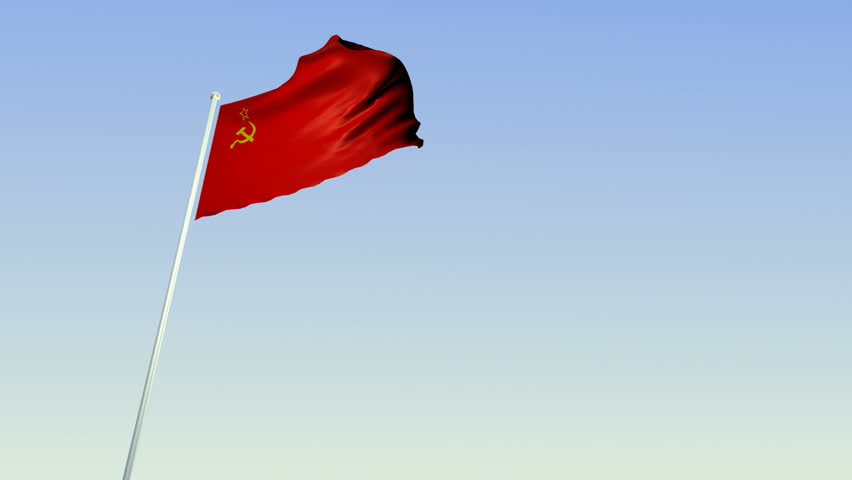 Soviet Flag. Camera moves up to and then stops at the flag of the former Soviet Union.