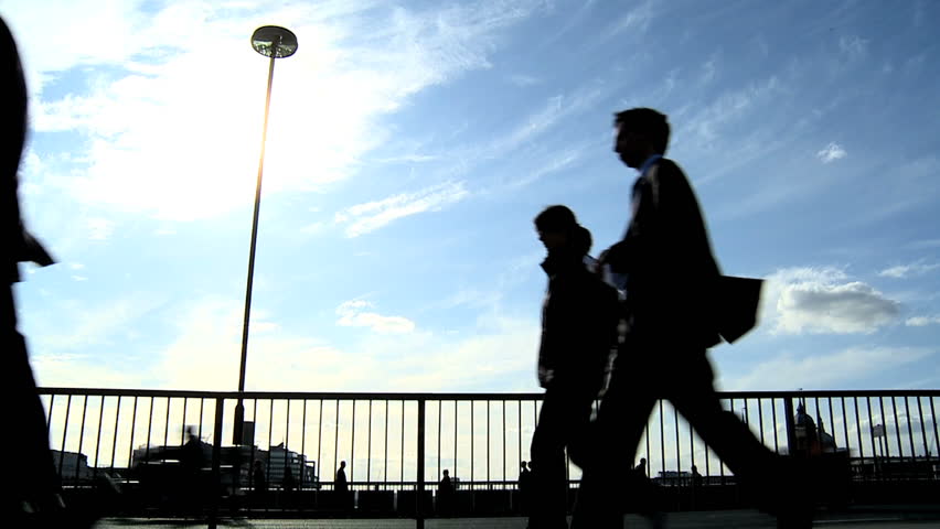 City commuters in slow motion
