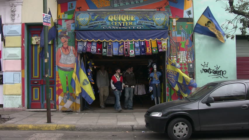 May 19, 2009: Shop with soccer souvenirs in Buenos Aires, Argentina. For most locals, soccer is not only the number 1 sport but also one of their greatest  passions (source HDV 1080i50, Can. HV30).