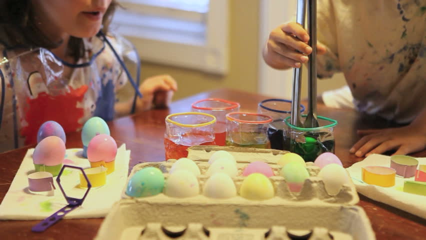 Kids Coloring Easter Eggs as a Holiday Tradition