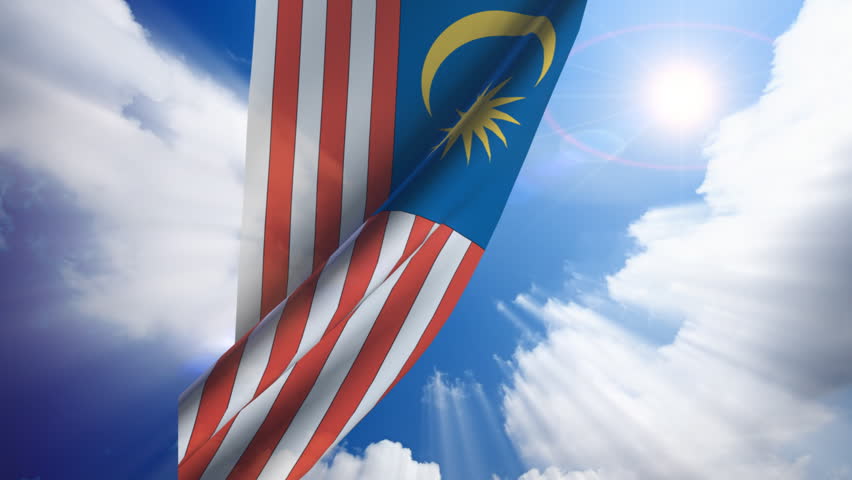 Malaysia flag animation with real time-lapse clouds.