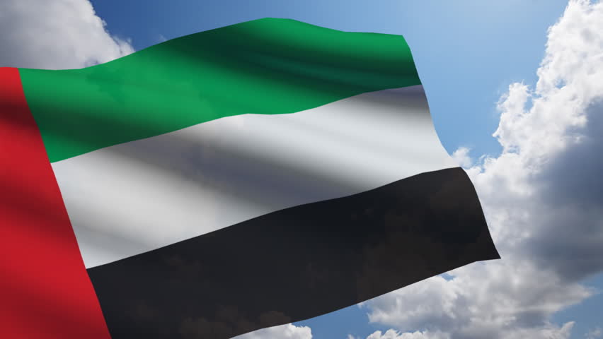 UAE flag animation with real time-lapse clouds.