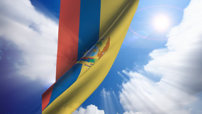 Ecuador flag animation with real time-lapse clouds.