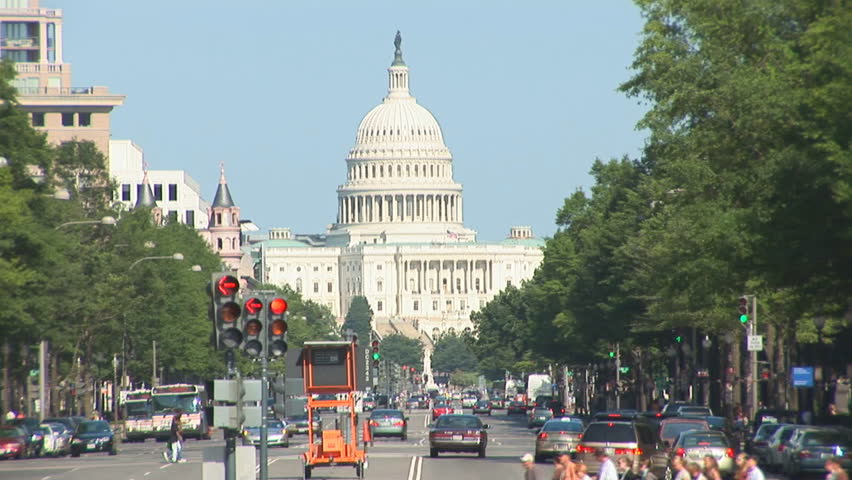 US Capitol with Pennsylvania Avenue - tilt up