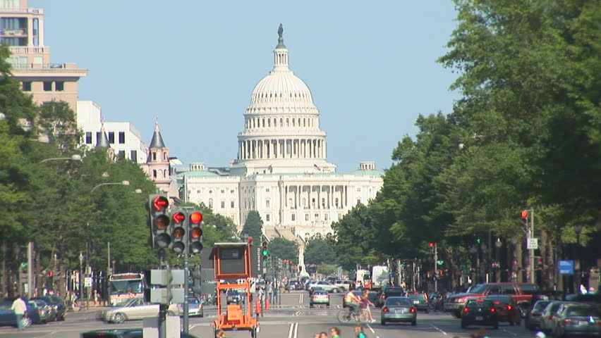 US Capitol with Pennsylvania Avenue - traffic
