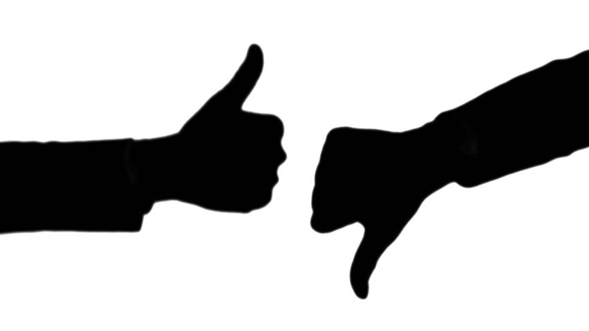 Thumbs up, thumbs down silhouette