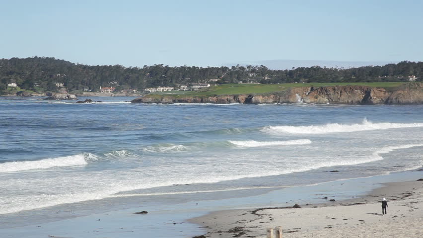 1080p Pacific Ocean from Carmel Beach, California, looking north towards Pebble Beach.