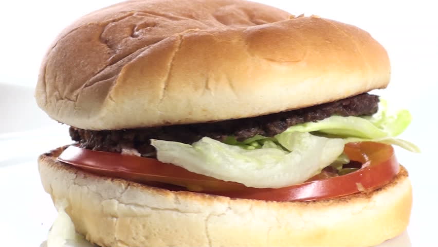 Burger rotates against white - loop