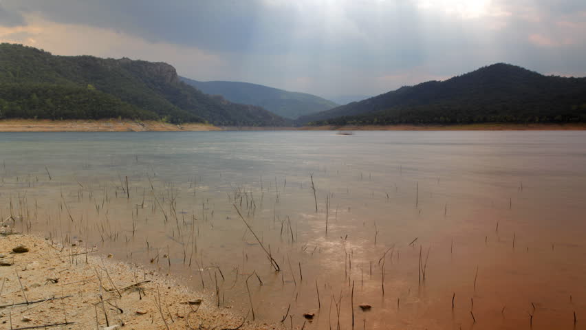 shot of pantano de boadella lake in catalyna spain 