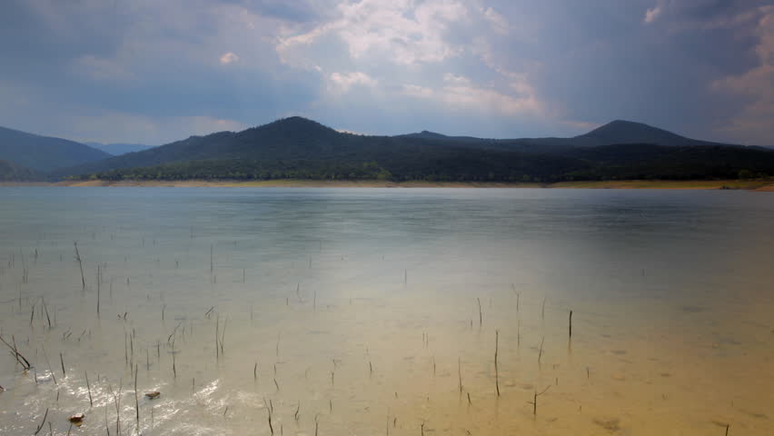 shot of pantano de boadella lake in catalyna spain 