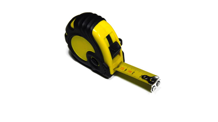 real 3D rotating tape measure isolated on white