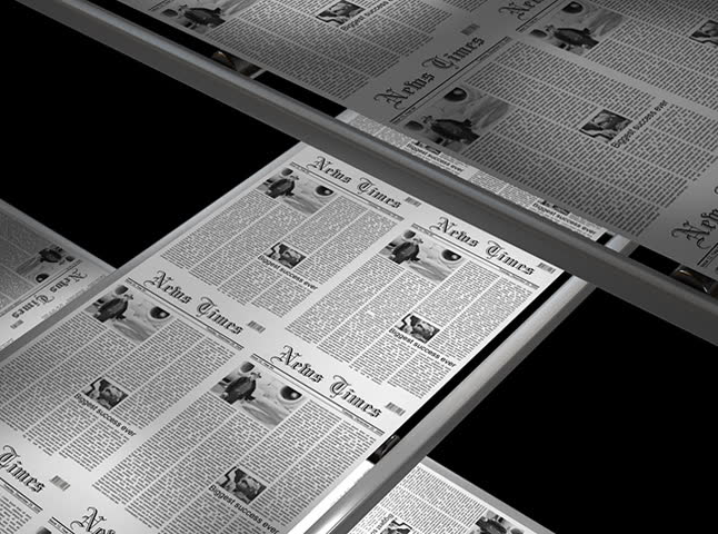Newspaper press at work - seamless loop with alpha matte - 4:3 aspect ratio