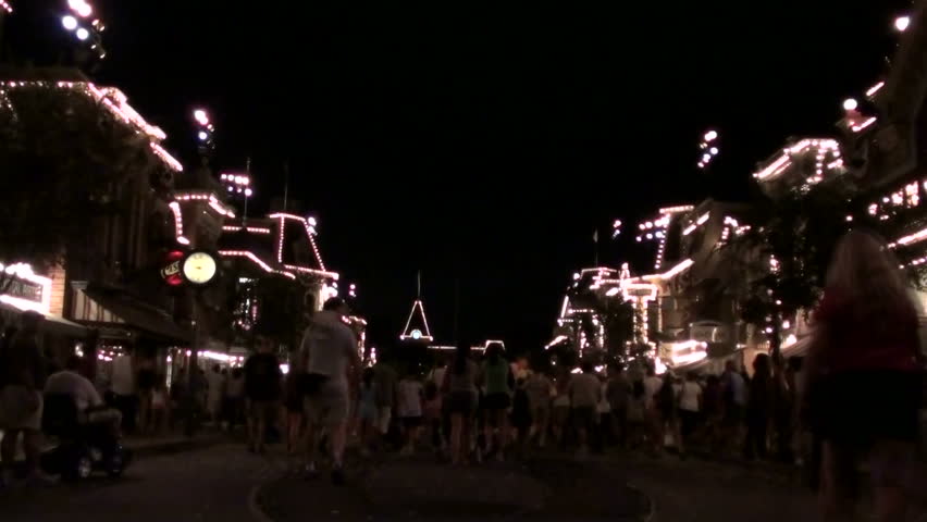 crowded plaza at night