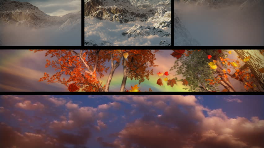 (1129) Sky Clouds Mountains Sunsets and Seasons Composition Loop. 