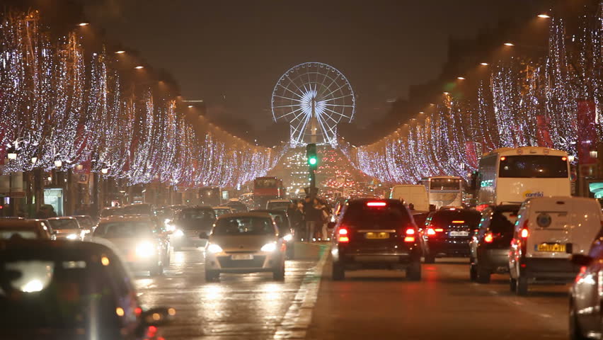 Champs Elysees by night for Christmas - Paris France