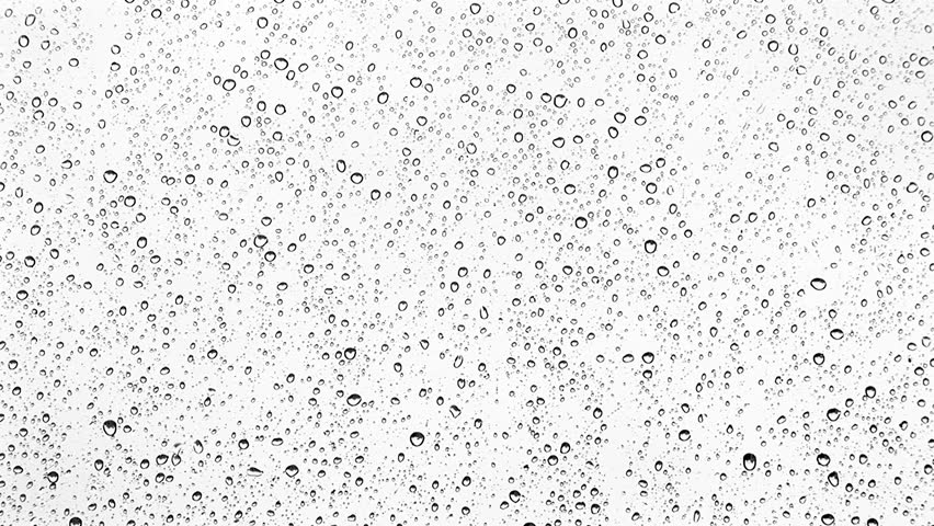 wideangle shot of raindrops on window