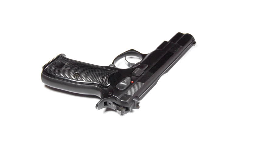 real 3D rotating pistol isolated on white