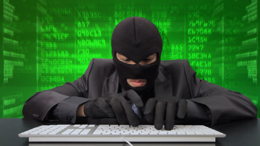 Computer hacker stealing money 