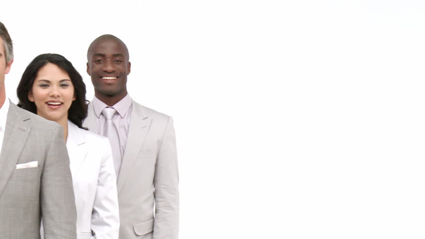  Multi-ethnic business team standing in front of the camera