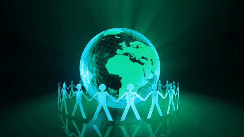Earth in people's hands- Human circle around the globe