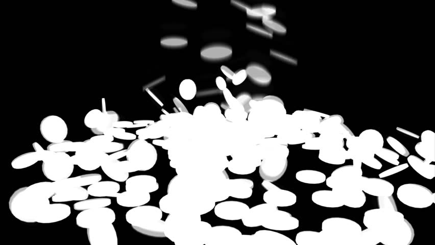 Coins falling. Treasure. Gold coins. Coins falling. Treasure. Gold coins. Alpha matte included. Hyper realistic rendering. 