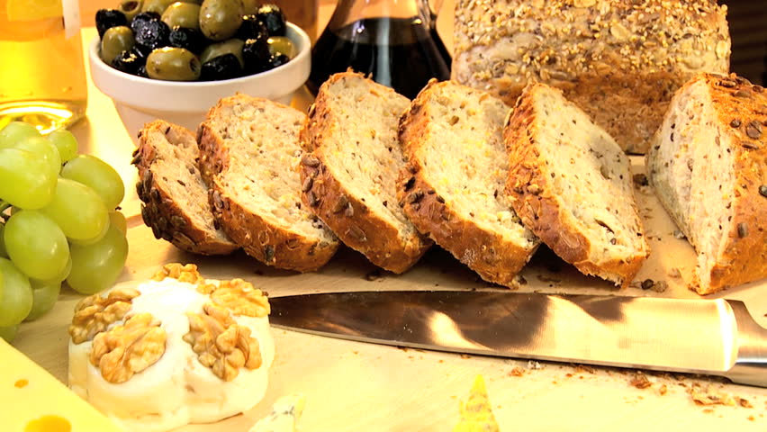 Whole-grain bread sandwich filled with fresh salad ingredients making a healthy meal option
