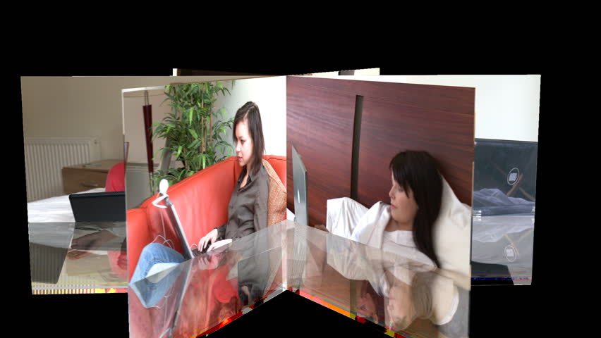 Stock animation showing jolly women using a laptop at home