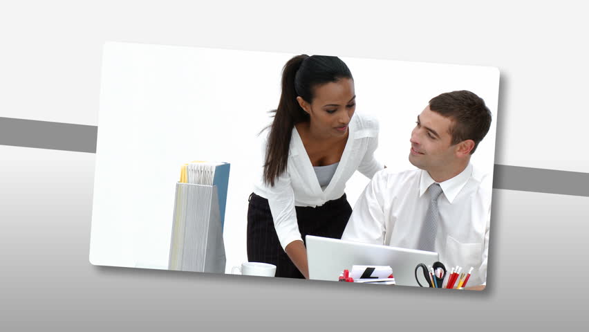 Montage presenting assertive business team at work in high definition  