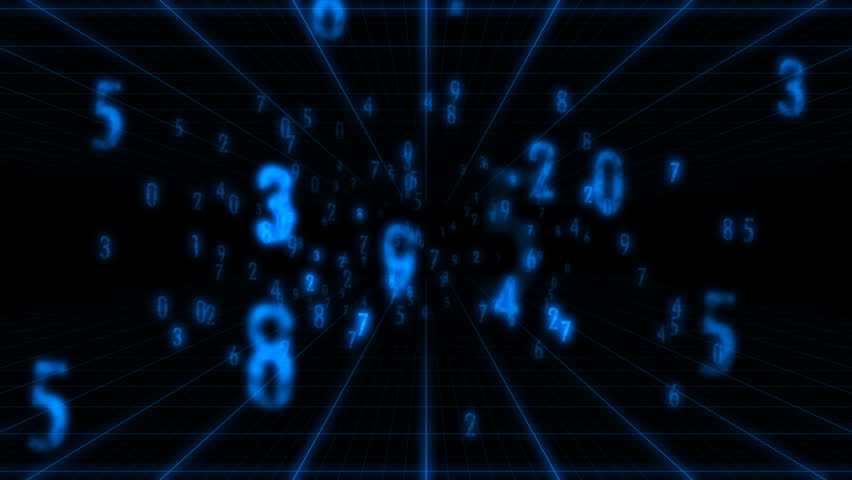 Flying through blue decimal numbers. Loopable. HD 