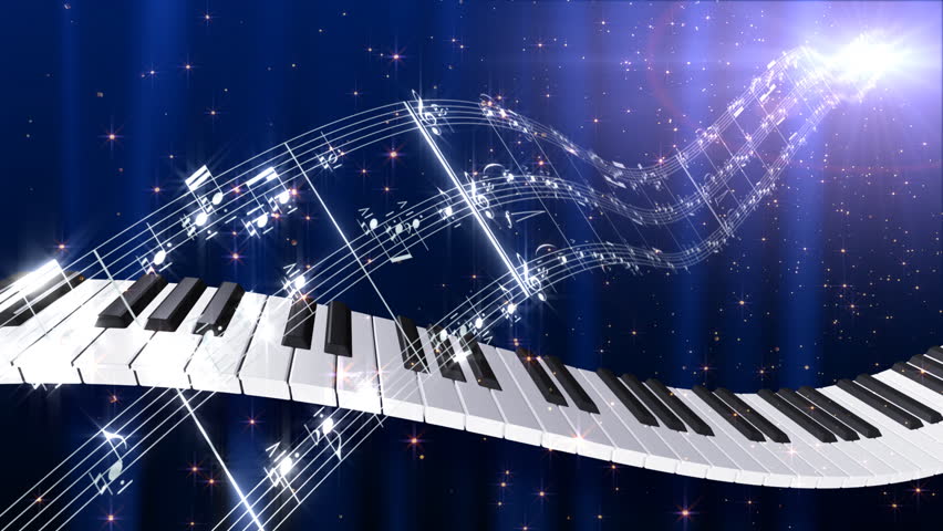 Music notes score and keyboard.