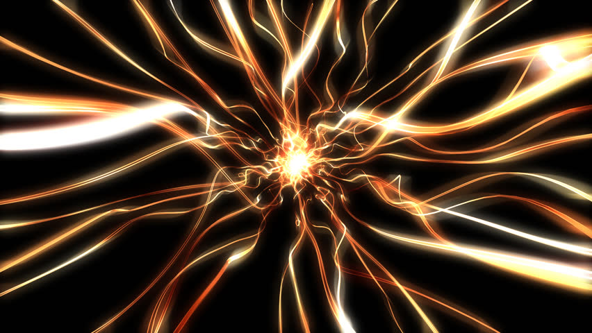 Flight through red burning pipes. Cyberspace abstraction.