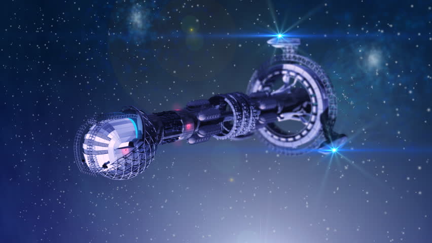 3D model of futuristic space ship in interstellar deep space travel