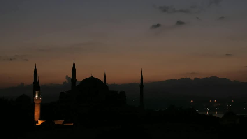 Time lapse Istanbul sunrise over Hagia Sophia. 25 fps, PAL