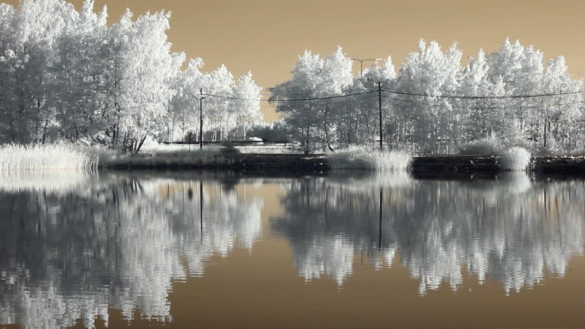 Infrared Finland: cars on motorway near the sea 1 