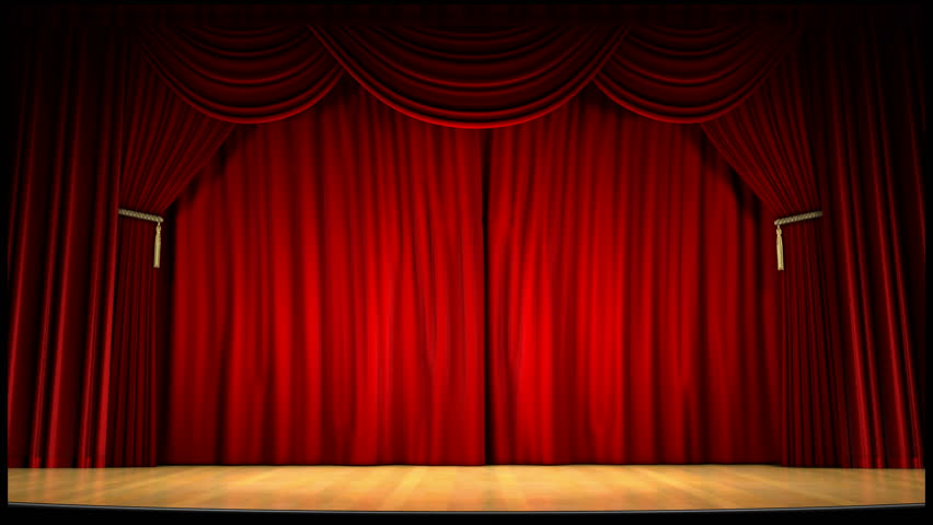A 1080p video of a theater curtain uncovering the theater(16:9)