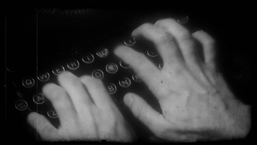 Aging 35 mm film of the hand printing on old typewriter