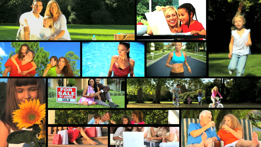 Montage collection of families, children, couples & friends enjoying a variety of fun lifestyle activities