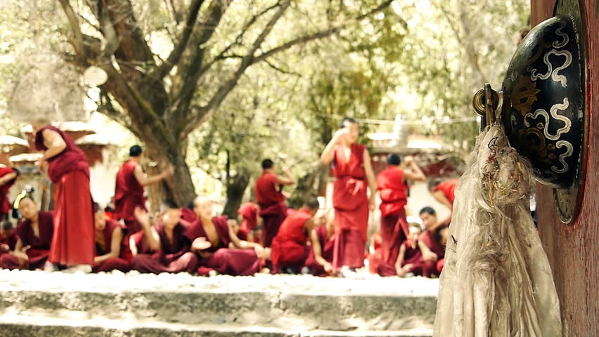 mountain monastery; de-focused