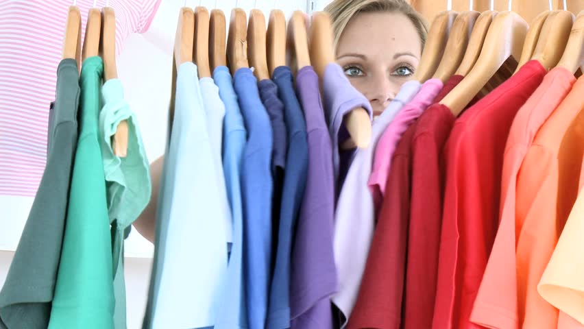 Woman shopping for t-shirts